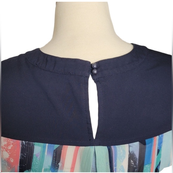 FDJ French Dressing Jeans Top Tunic Sleeveless Abstract Button Closure - Picture 4 of 8